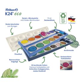 Pelikan Deckfarbkasten K24® eco inkl. Deckweiß, 24 Farben