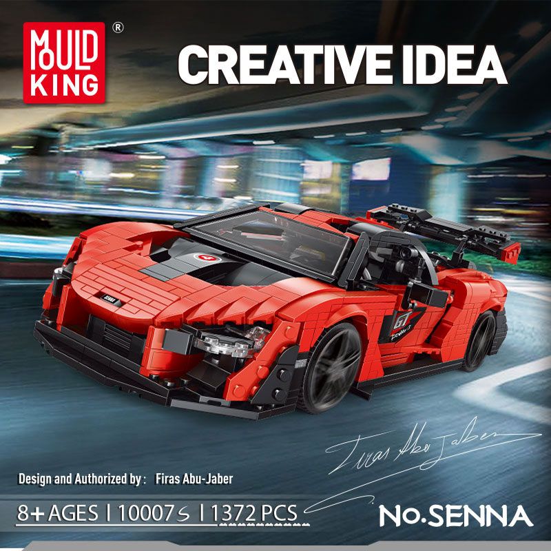 Rotes Sportwagen-Bauset Creative Idea von Mould King, 1372 Teile, für Kinder ab 8 Jahren ausgestellt.