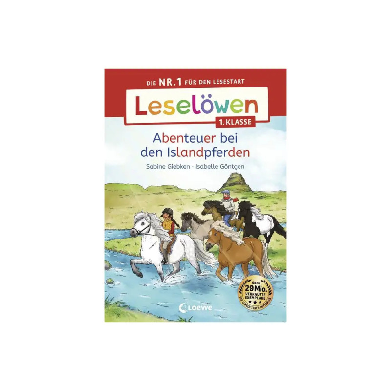 Kinder reiten Islandpferde in den Bergen Cover von Leselöwen 1. Klasse: Abenteuer bei den Islandpferden.