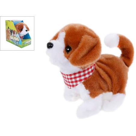 Laufhund weiß/braun verschiedene Funktionen 17 cm