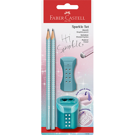 Schreibset Sparkle ocean 2Bleistifte, Spitzer, Radierer