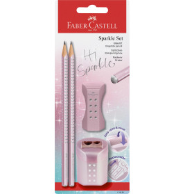 Schreibset Sparkle rose 2Bleistifte, Spitzer, Radierer