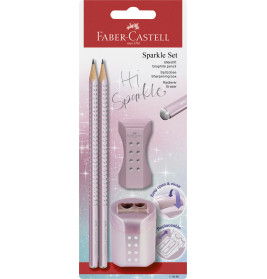 Schreibset Sparkle rose 2Bleistifte, Spitzer, Radierer