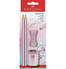 Schreibset Sparkle rose 2Bleistifte, Spitzer, Radierer