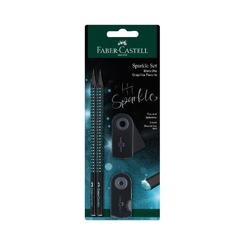 Schreibset Sparkle Midnight oc ean 2Bleistifte,Spitzer,Radier