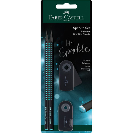 Schreibset Sparkle Midnight oc ean 2Bleistifte,Spitzer,Radier