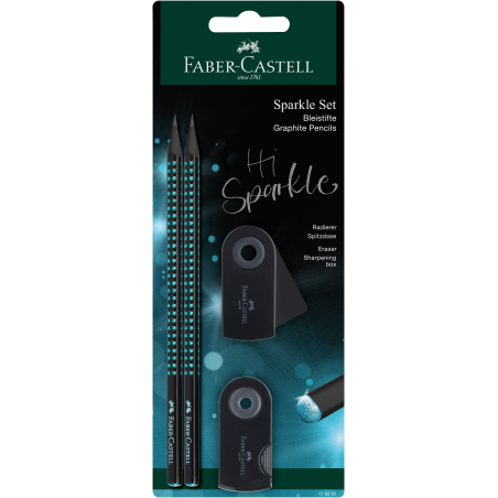 Schreibset Sparkle Midnight oc ean 2Bleistifte,Spitzer,Radier