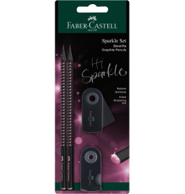 Schreibset Sparkle Midnight ro se 2Bleistifte,Spitzer,Radiere