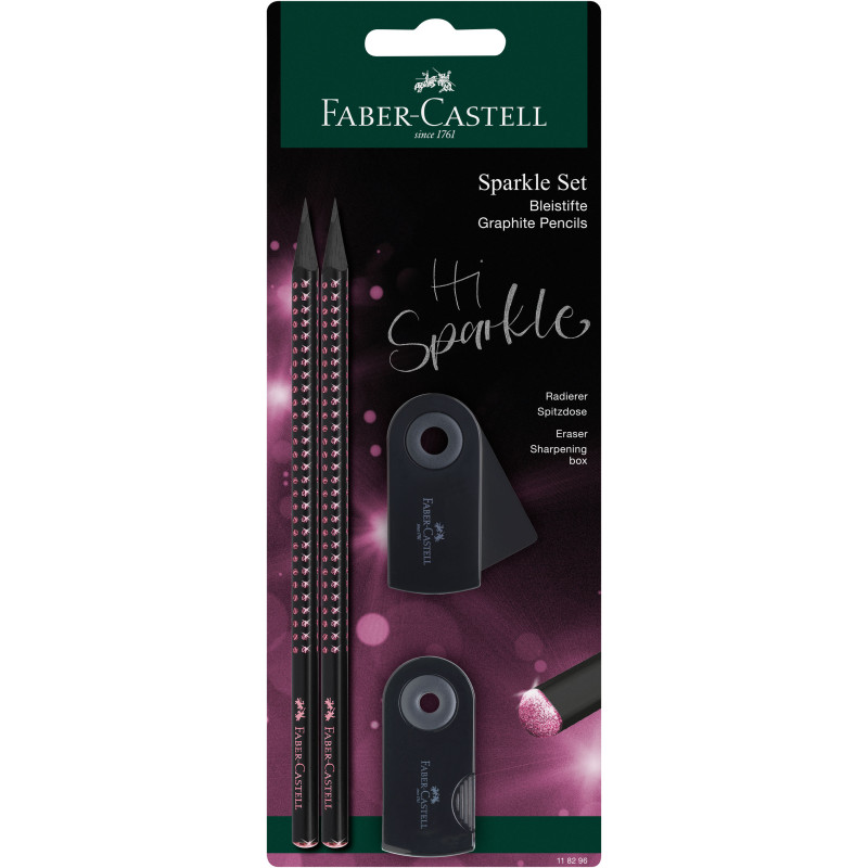 Schreibset Sparkle Midnight ro se 2Bleistifte,Spitzer,Radiere