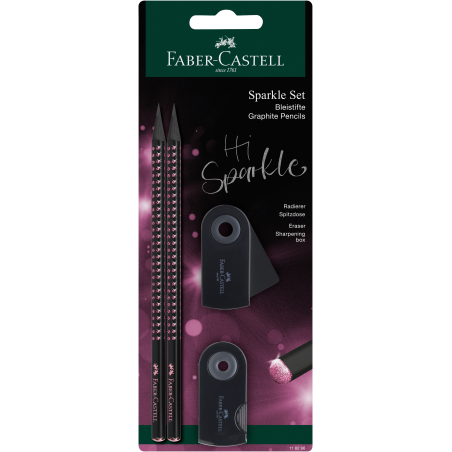 Schreibset Sparkle Midnight ro se 2Bleistifte,Spitzer,Radiere