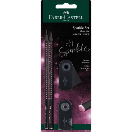 Schreibset Sparkle Midnight ro se 2Bleistifte,Spitzer,Radiere