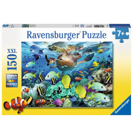 Ravensburger 10009 Unterwasserparadies, 150 XXL-Teile Puzzle mit bunten Fischen, Korallen und einer Meeresschildkröte.
