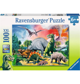 Ravensburger Puzzle mit bunten Dinos und Vulkanen, für Kinder ab 6 Jahren, 100 XXL Teile.