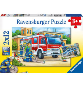 Ravensburger 7574 Puzzle Polizei und Feuerwehr 2 X 12 Teile