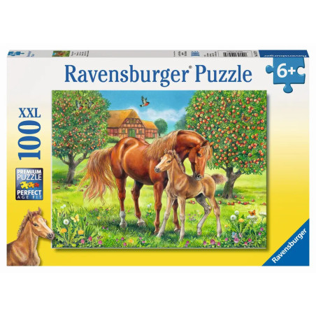 Ravensburger 10577 Puzzle Pferdeglück auf der Wiese 100 Teile XXL
