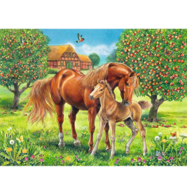 Ravensburger 10577 Puzzle Pferdeglück auf der Wiese 100 Teile XXL