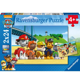 Ravensburger Paw Patrol Puzzle ab 4 Jahren mit sechs Paw Patrol Welpen vor einer Brücke auf der Verpackung.
