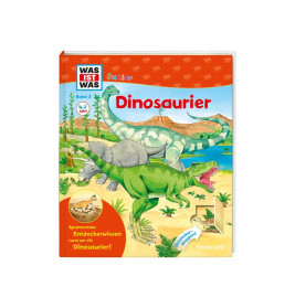 Kinderbuchcover mit gezeichneten Dinosauriern und dem Titel Dinosaurier auf Deutsch.