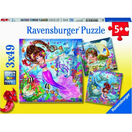 Ravensburger 8063 Puzzle Bezaubernde Meerjungfrauen 3 X 49 Teile