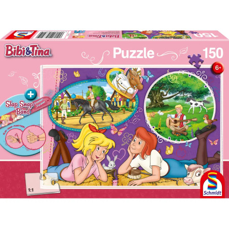 Schmidt Spiele Puzzle Bibi und Tina Freundinnnen für immer 150 Teile mit Slap-Snap-Band