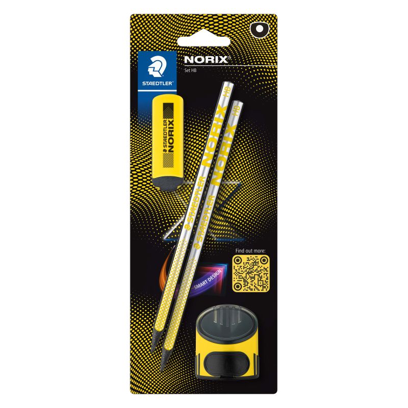 Norix Set - 2 Bleistifte, 1 Ra dierer, 1 Anspitzer yellow