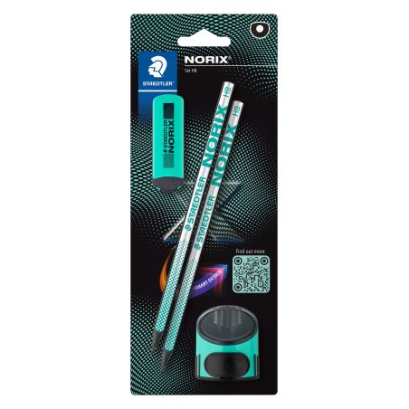 Norix Set - 2 Bleistifte, 1 Ra dierer, 1 Anspitzer green