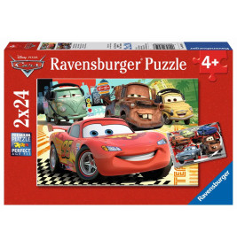 Ravensburger Cars Puzzle mit Lightning McQueen, ab 4 Jahren, enthält 2 Puzzles à 24 Teile.