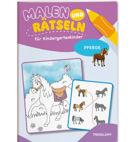 Malen und Rätseln für Kindergartenkinder Pferde