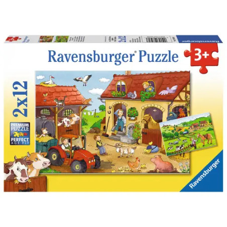 Ravensburger 7560 Puzzle Fleißig auf dem Bauernhof 2 X 12 Teile