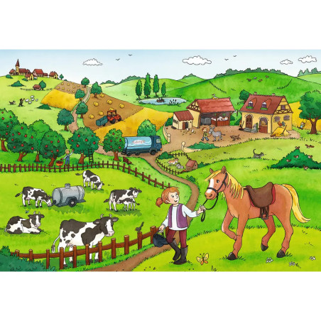 Ravensburger 7560 Puzzle Fleißig auf dem Bauernhof 2 X 12 Teile