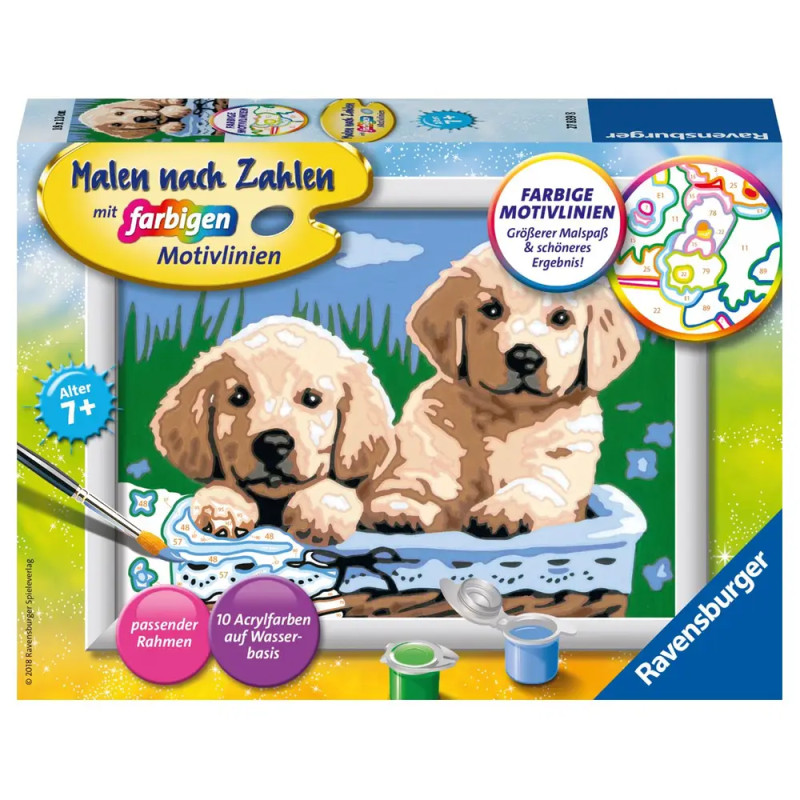 Ravensburger 27839 Malen nach Zahlen Süße Hundewelpen Malen nach Zahlen Serie E