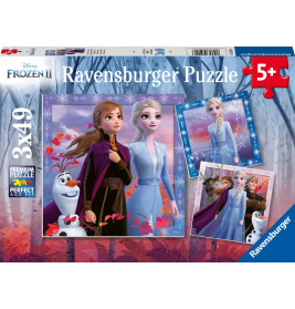 Ravensburger Puzzlebox Frozen II mit Anna, Elsa, Olaf und Sven. Ab 5 Jahren. Enthält 3 Puzzles.