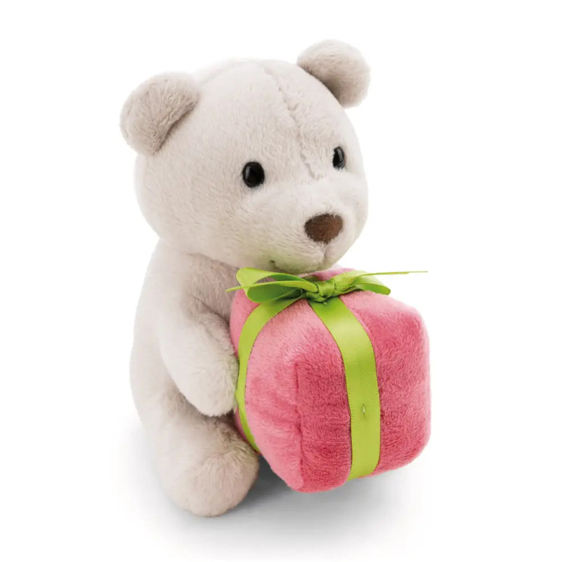 Kuscheltier Bär grau 13cm sitzend mit Geschenk