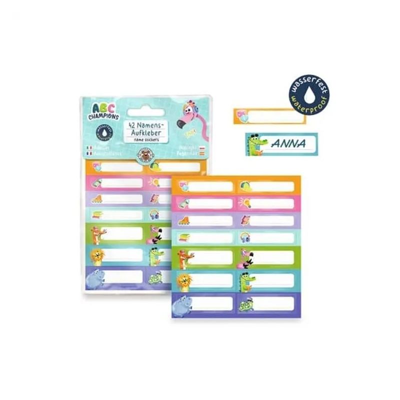 ABC-5 Namensticker-Set wasserfest 42-teilig