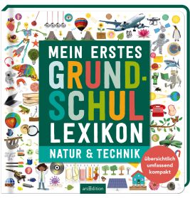 Farbiges Cover eines deutschen Kinderlexikons zu Natur und Technik: Mein Erstes Grundschullexikon.