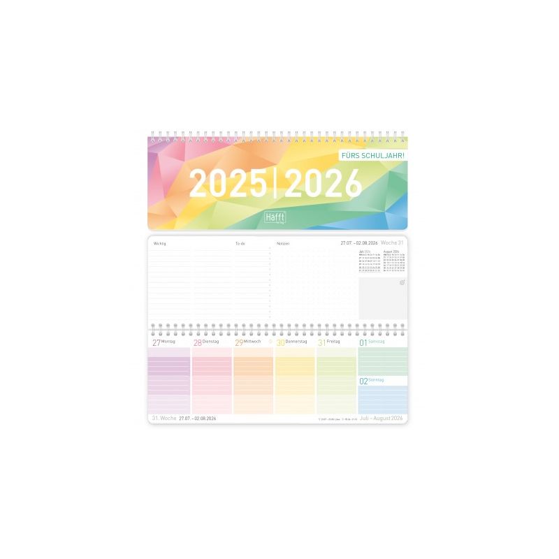 Tischkalender Schuljahr 25/26 Rainbow