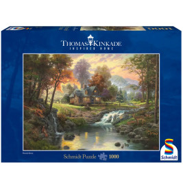Schmidt Spiele Puzzle Thomas Kinkade Holzhaus am Bach 1000 Teile