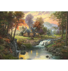 Schmidt Spiele Puzzle Thomas Kinkade Holzhaus am Bach 1000 Teile