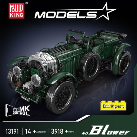 Abbildung der Verpackung eines grünen Vintage-Autobausatzes von Mould King, beschriftet mit Models und No. Blower. Abbildung der Verpackung eines grünen Vintage-Autobausatzes von Mould King, beschriftet mit Models und No. Blower.