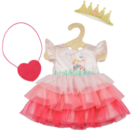 Puppenkleid ''Prinzessin Emily m Herztasche u. Krone Gr.28-35