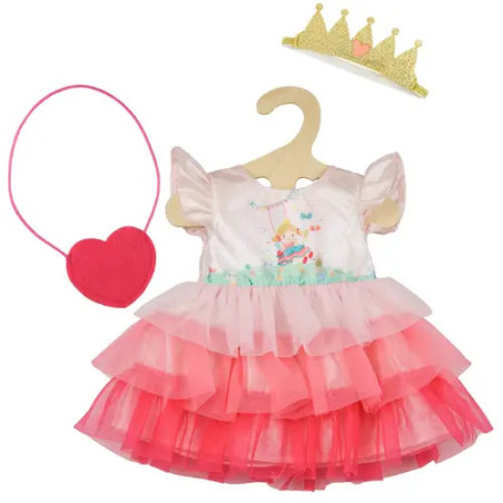 Puppenkleid ''Prinzessin Emily m Herztasche u. Krone Gr.28-35