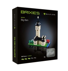 Box des Brixies-Sets Big Ben mit 380 Teilen, empfohlen ab 8 Jahren.