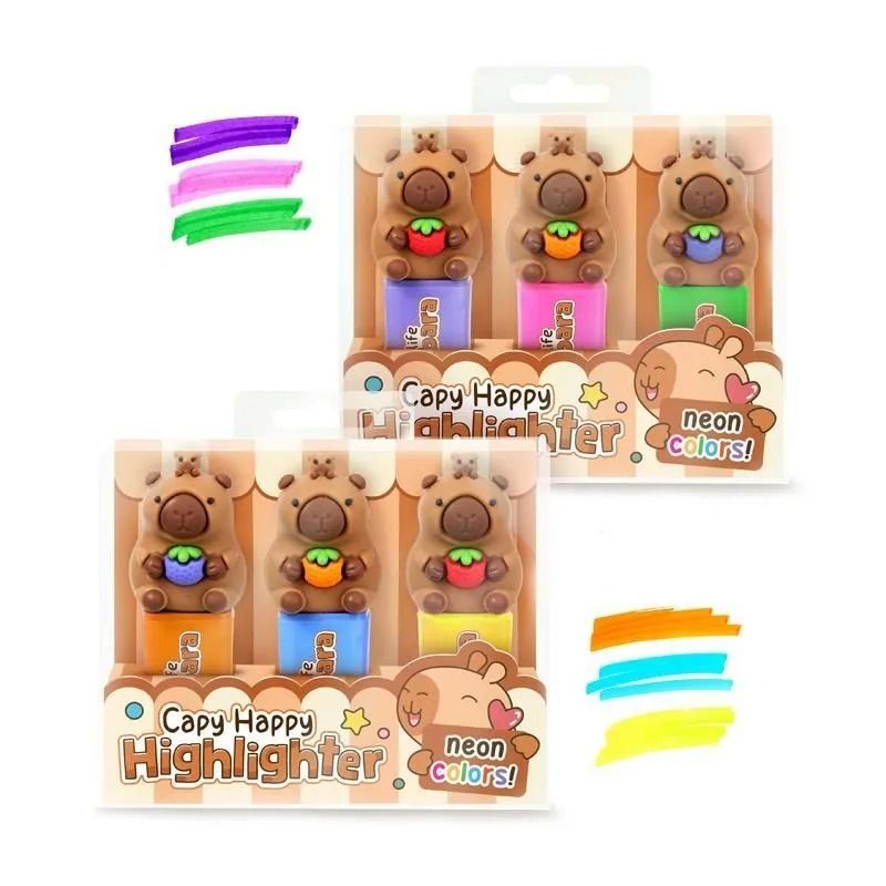 CP HL-5HAPPY CAPY HIGHLIGHTER 3ER-SET, sortiert