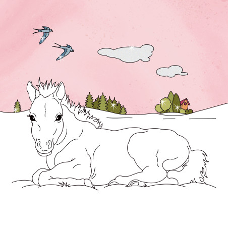 Glitzer-Malblock: Pferdefreund