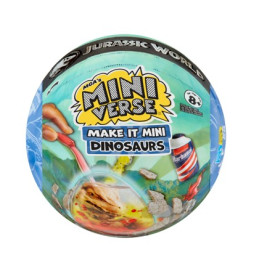 Runde Mini Verse Make It Mini Dinosaurs Spielzeugkugel mit bunter Dino-Verpackung.