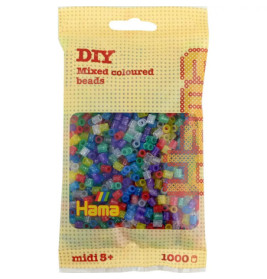 Hama® Bügelperlen Midi - Transparent Glitter Mix 1000 Perlen
