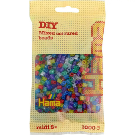 Hama® Bügelperlen Midi - Transparent Glitter Mix 1000 Perlen