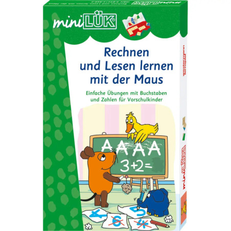 Box: Cartoon-Tiere lernen auf Deutsch Mathe und Lesen, Titel: Rechnen und Lesen lernen mit der Maus.