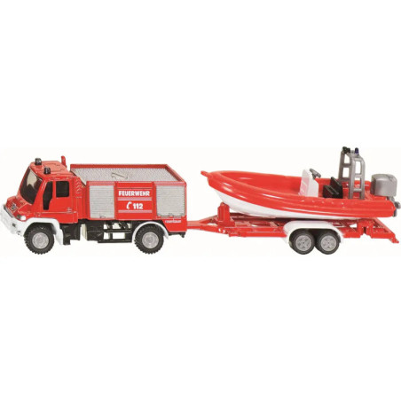 SIKU 1636 Unimog Feuerwehr mit Boot 1:87, sortiert