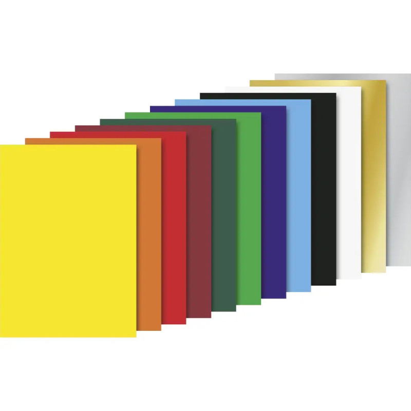 Heyda 204875306  Glanzpapier-Bastelmappe (Buntpapier)  weiß, sonnengelb, orange, mittelrot,  dunkelgrün, mittelgrün, k